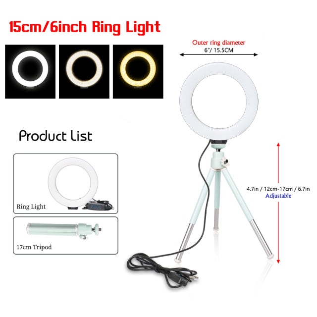 16cm 6 inch Ring Light w/ Tripod