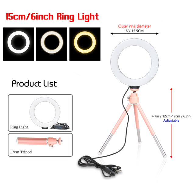 16cm 6 inch Ring Light w/ Tripod