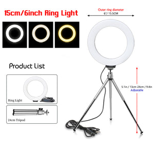 16cm 6 inch Ring Light w/ Tripod